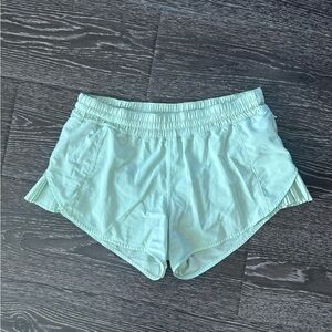 lululemon athletica Light Mint Athletic Shorts with side ruffles Size 6